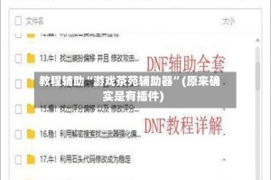 教程辅助“游戏茶苑辅助器”(原来确实是有插件)