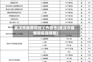 武汉市疫情防控工作报告(武汉市疫情防疫指挥部)