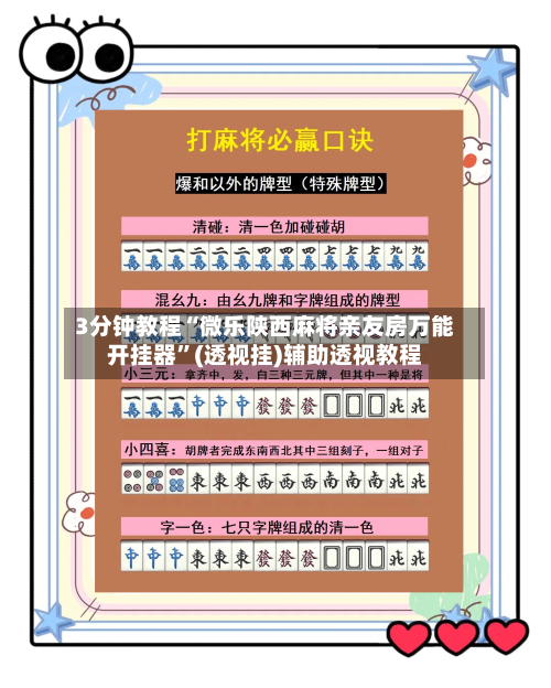 3分钟教程“微乐陕西麻将亲友房万能开挂器	”(透视挂)辅助透视教程-第1张图片