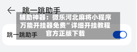 辅助神器：微乐河北麻将小程序万能开挂器免费	”详细开挂教程官方正版下载-第2张图片