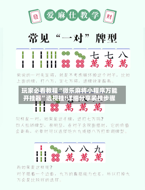 玩家必看教程“微乐麻将小程序万能开挂器”透视挂!详细分享装挂步骤-第2张图片